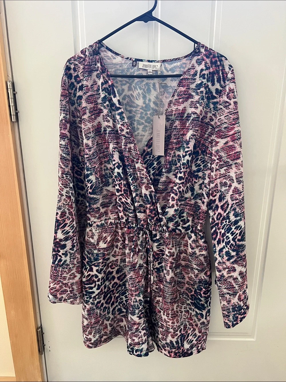JLo Jennifer Lopez Leopard Print Romper Bell Sleeve NWT Medium
